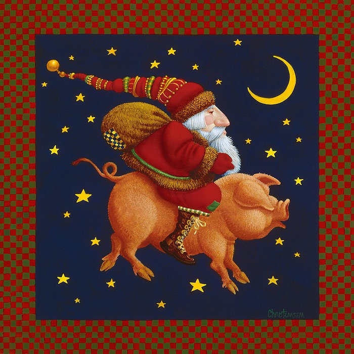 James Christensen Christmas Pig
