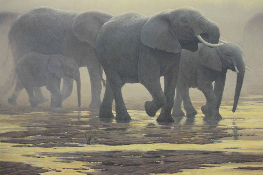 Robert Bateman By The River Elephants