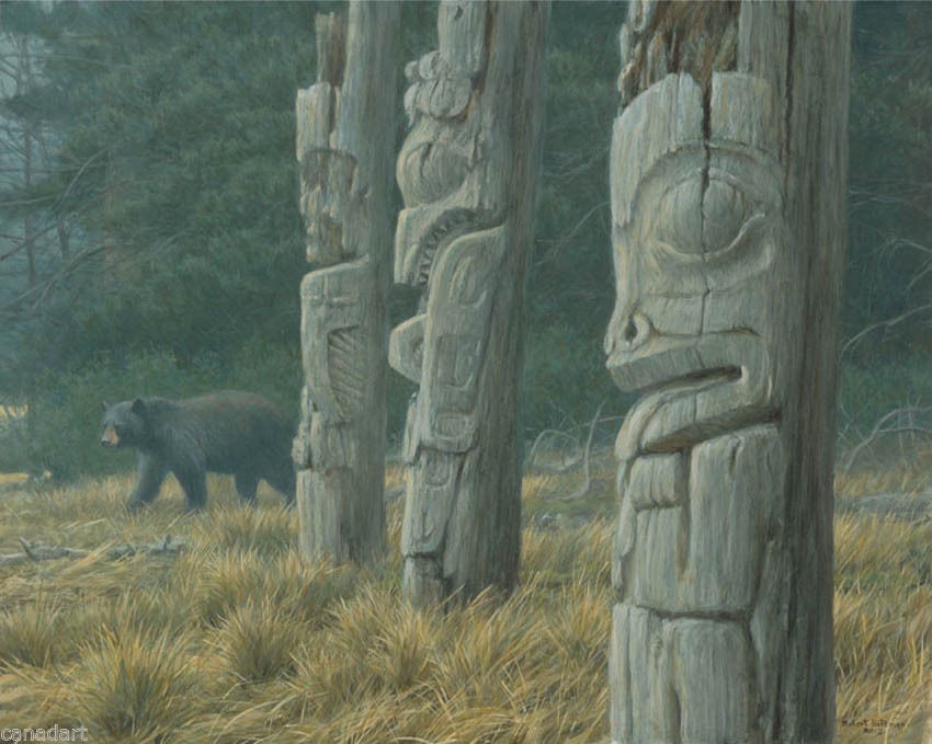 Robert Bateman Bear and Totem Pole