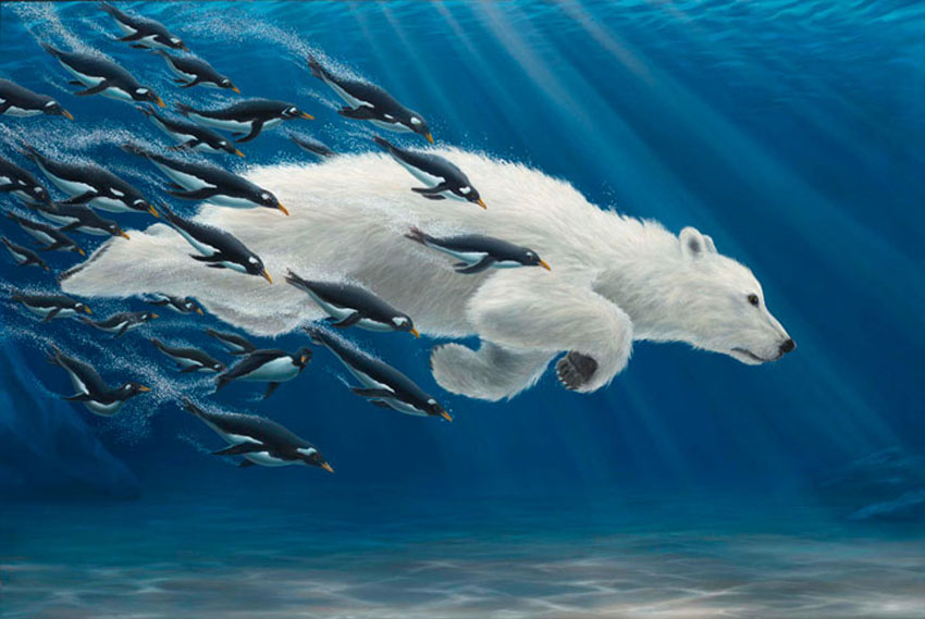 Robert Bissell The Chase Polar Bear and Penguins